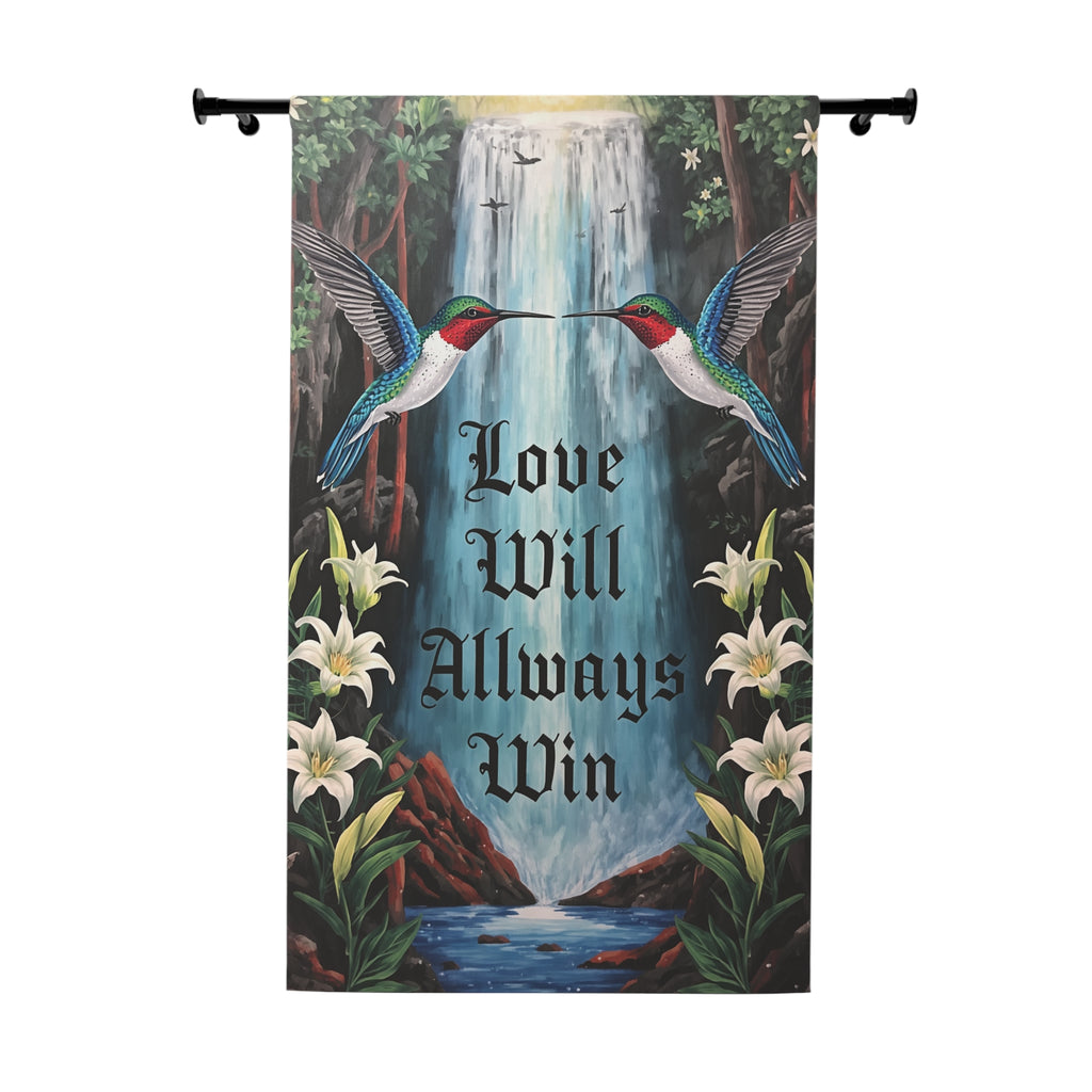 Love Will Always Win Curtains — Hummingbird Waterfall Window Panel