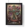 Prayer Warrior Cross Framed Poster — Decorative Christian Wall Art
