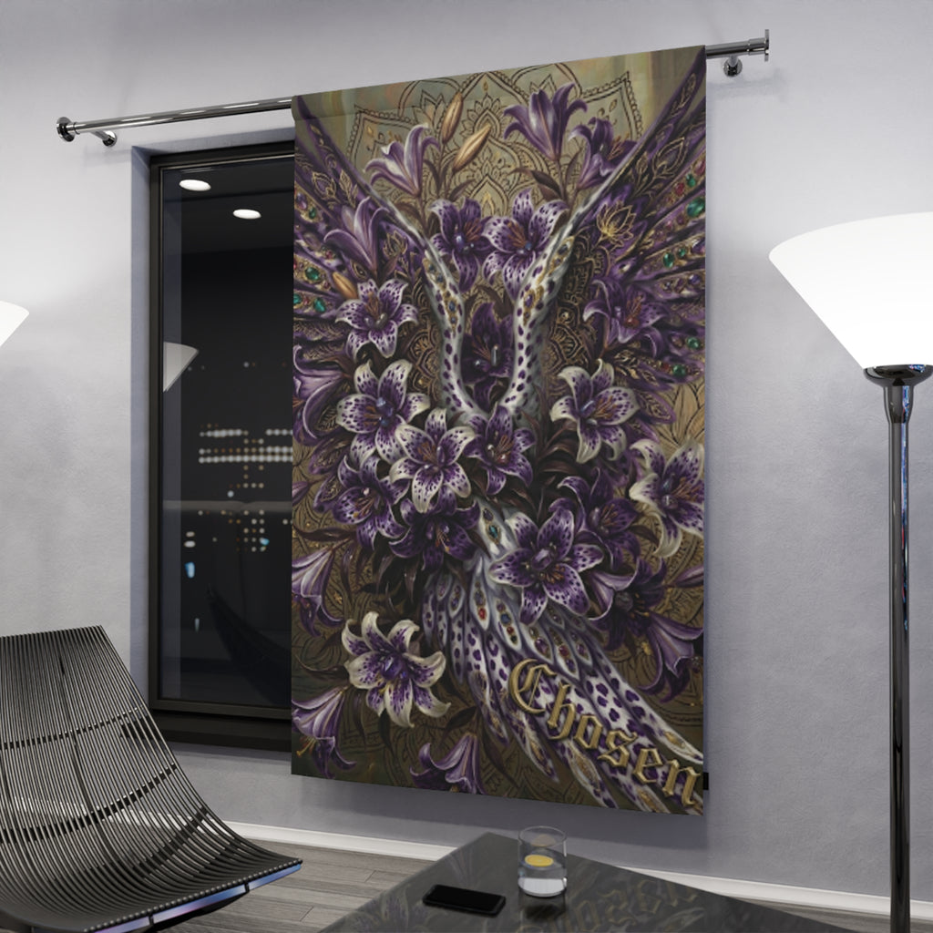 Floral Leopard 'Chosen' Window Curtain — Purple Lily Botanical Tapestry