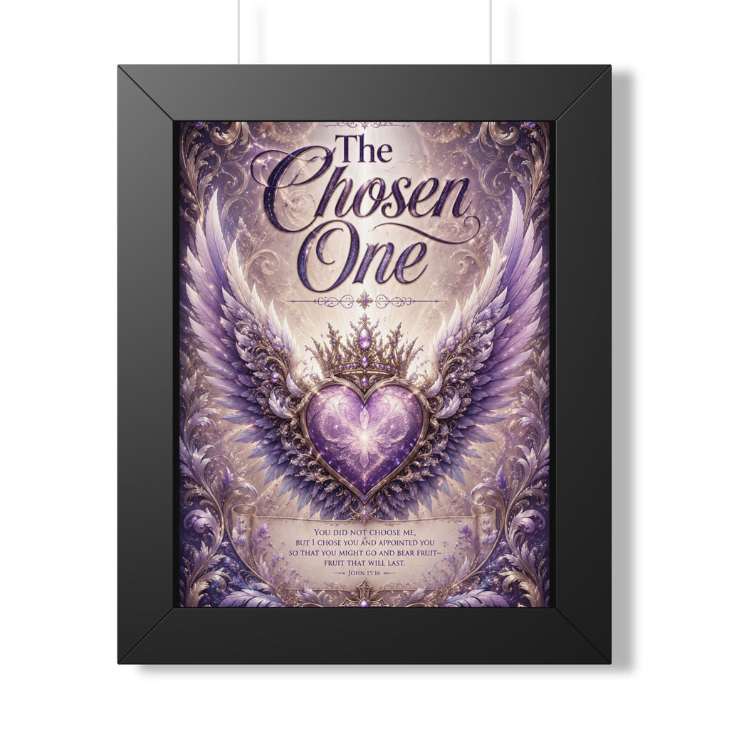 Framed Poster — "The Chosen One" Angelic Heart Wall Art (Vertical)
