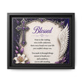 Blessed Inspirational Wall Art — Matte Framed Canvas with Cross & Angel Wing