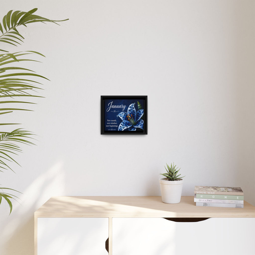 January Floral Canvas Wall Art — "New month, new mindset, new beginnings"