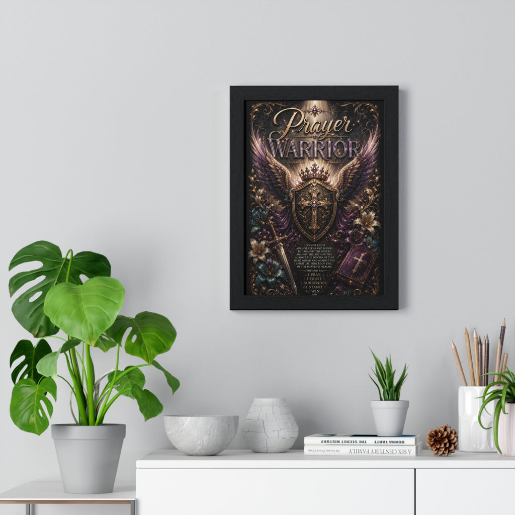 Prayer Warrior Framed Poster — Inspirational Christian Wall Art