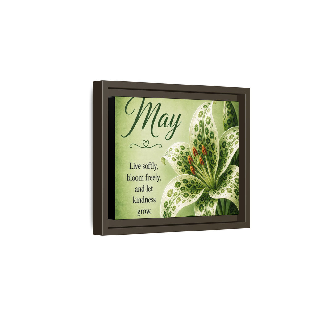 May Floral Framed Canvas — "Live softly, bloom freely" Wall Art