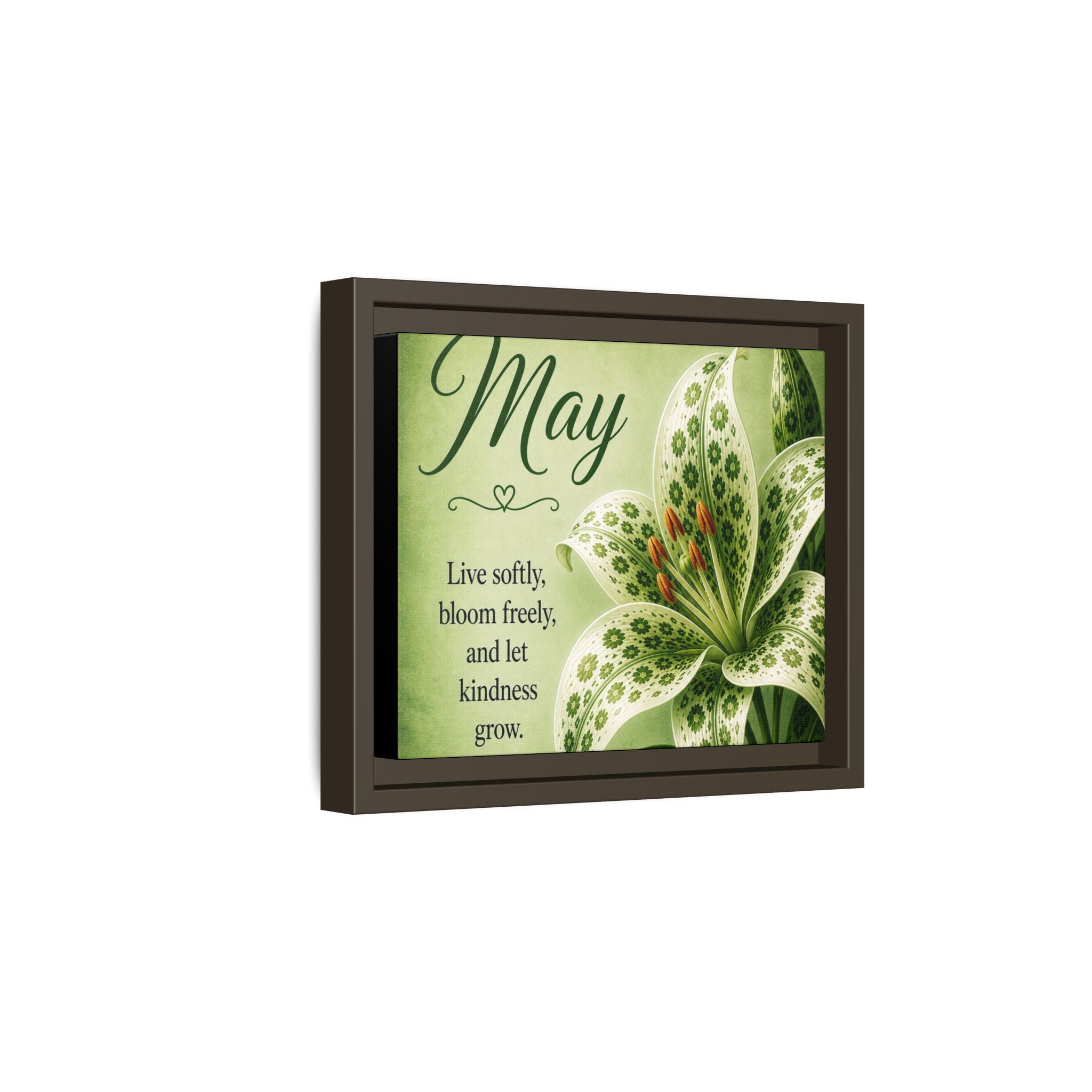 May Floral Framed Canvas — "Live softly, bloom freely" Wall Art