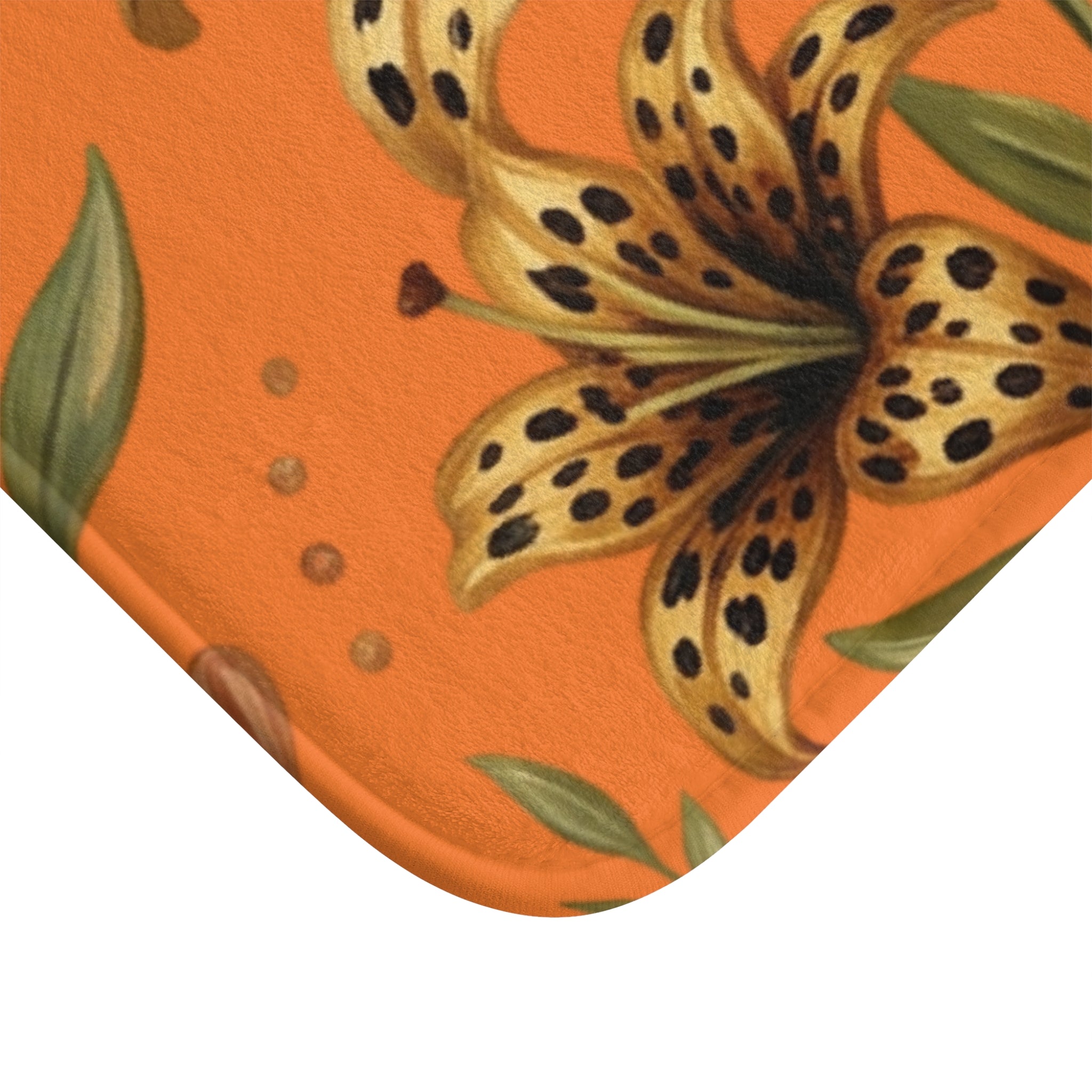 Tiger Lily Bath Mat — Orange Floral Bath Rug