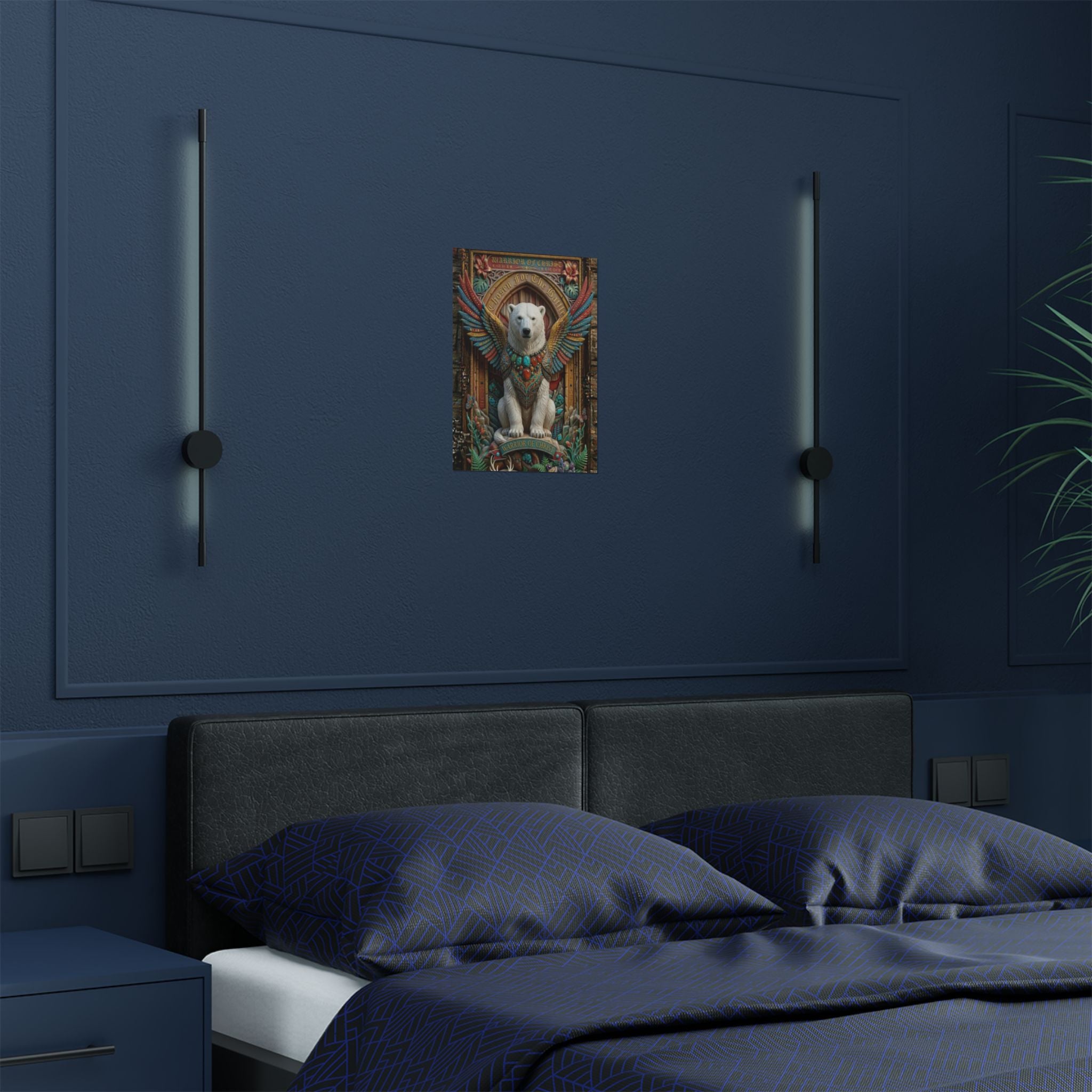 Polar Bear Winged Art Satin Poster — Ornate Spiritual Wall Decor (300gsm)