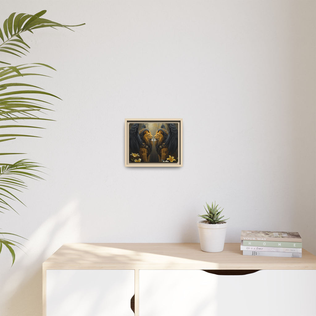 Winged Lion Mirror Matte Canvas Print (Framed)
