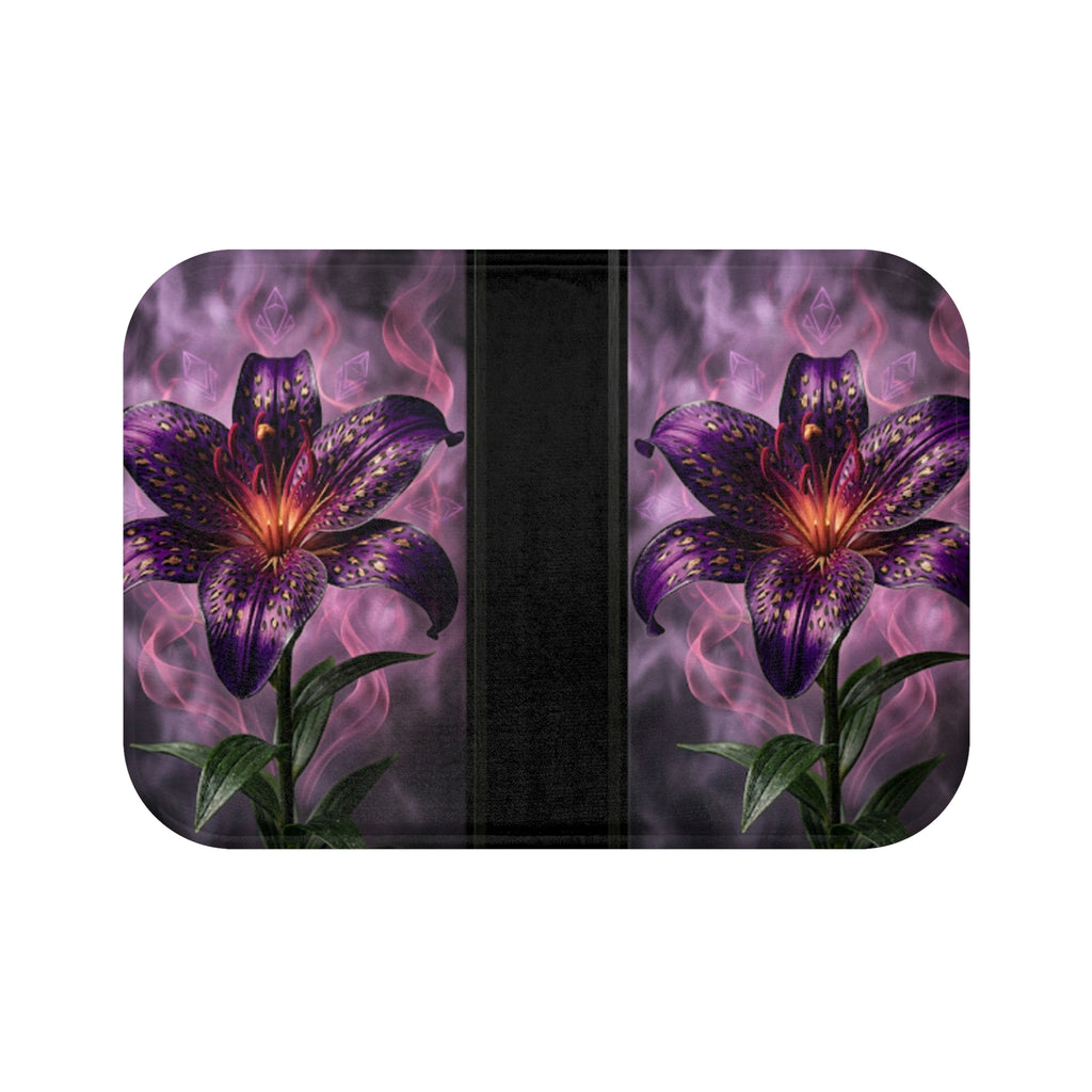 Purple Lily Bath Mat — Mystical Floral Bathroom Rug