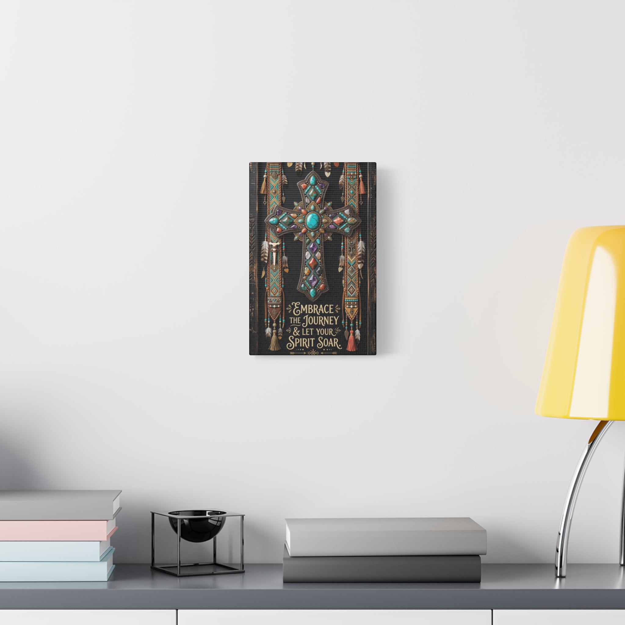 Embrace the Journey Cross Canvas Wall Art — Inspirational Southwestern Decor