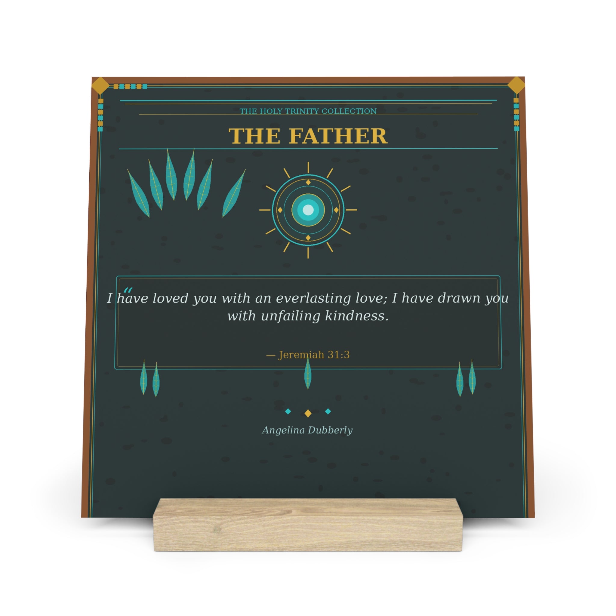 Religious Gallery Board with Stand — 'The Father' Scriptural Art Plaque (Jeremiah 31:3)