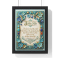 Framed John 3:16 Poster — Floral Religious Scripture Wall Art