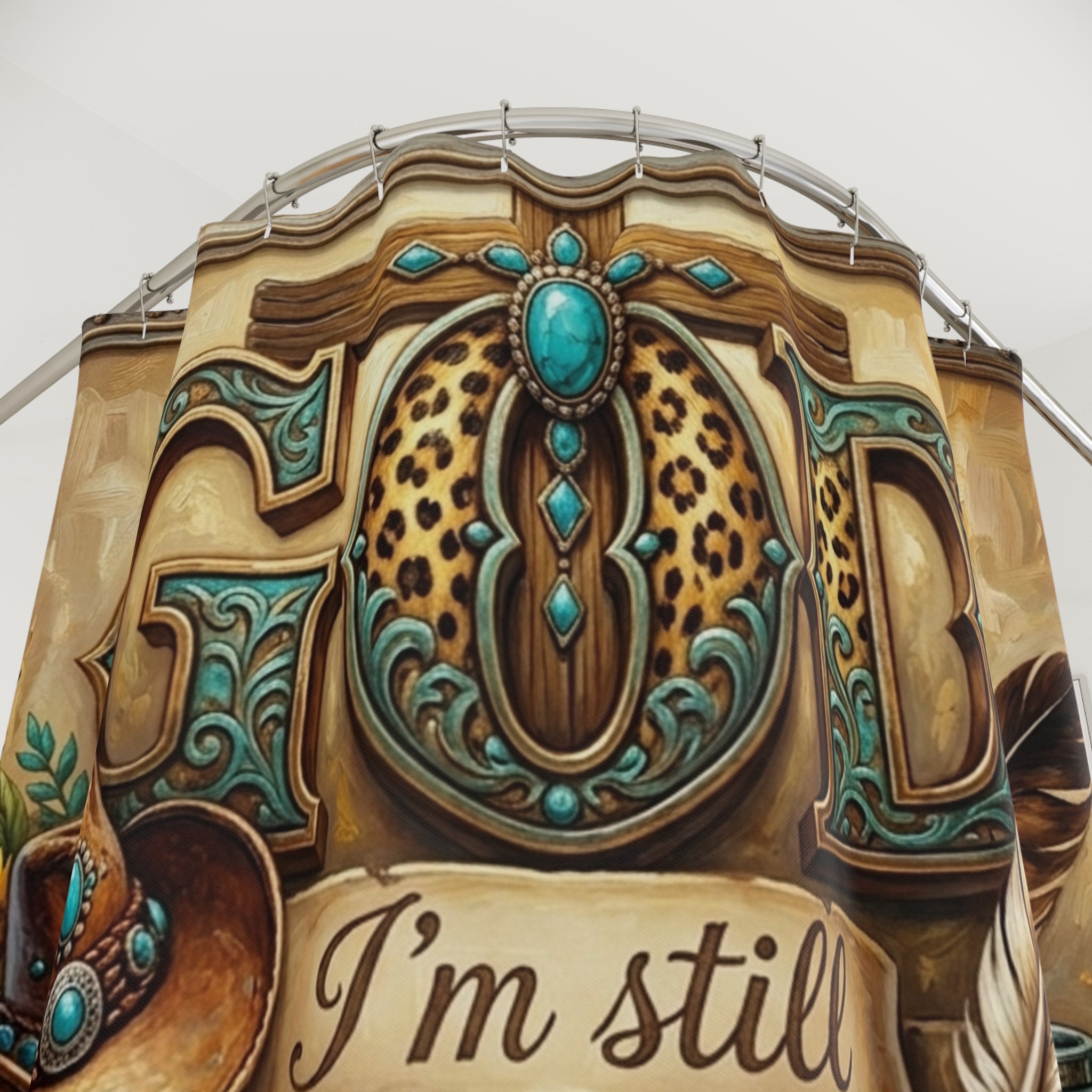 God I'm Still Counting My Blessings Shower Curtain — Floral Western Faith Bathroom Decor