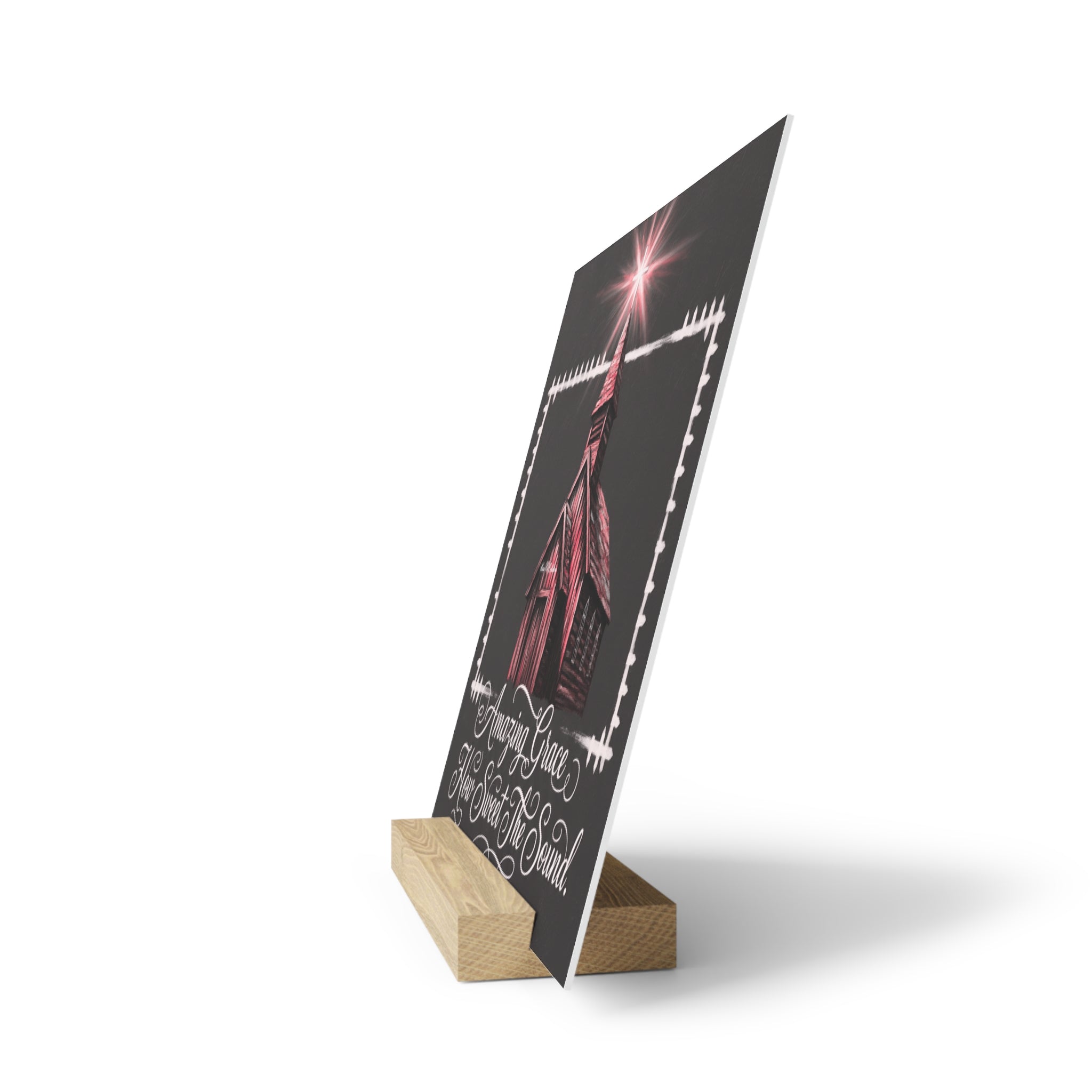Gallery Board – “Amazing Grace, How Sweet The Sound” Church Art with Wooden Stand