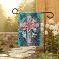 Faith Floral Garden Flag — Decorative Outdoor/House Banner with Cross Design
