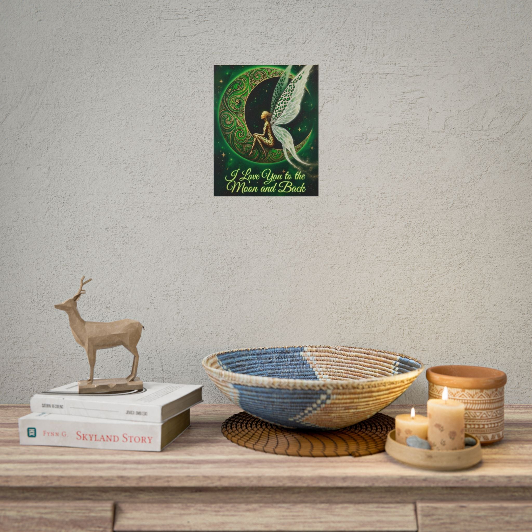 Rolled Poster — Fairy on Crescent Moon “I Love You to the Moon and Back”