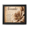 November Floral Wall Art — Framed Matte Canvas with Inspirational Quote