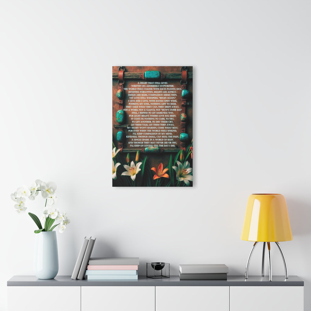 Acrylic Print - Inspirational Poem Wall Art with Lilies & Rustic Beads (French Cleat Hanging)