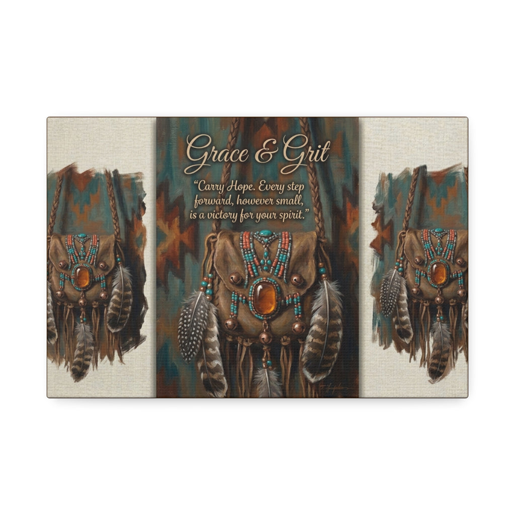 Grace & Grit Canvas Wall Art – Southwestern Dreamcatcher Inspirational Quote