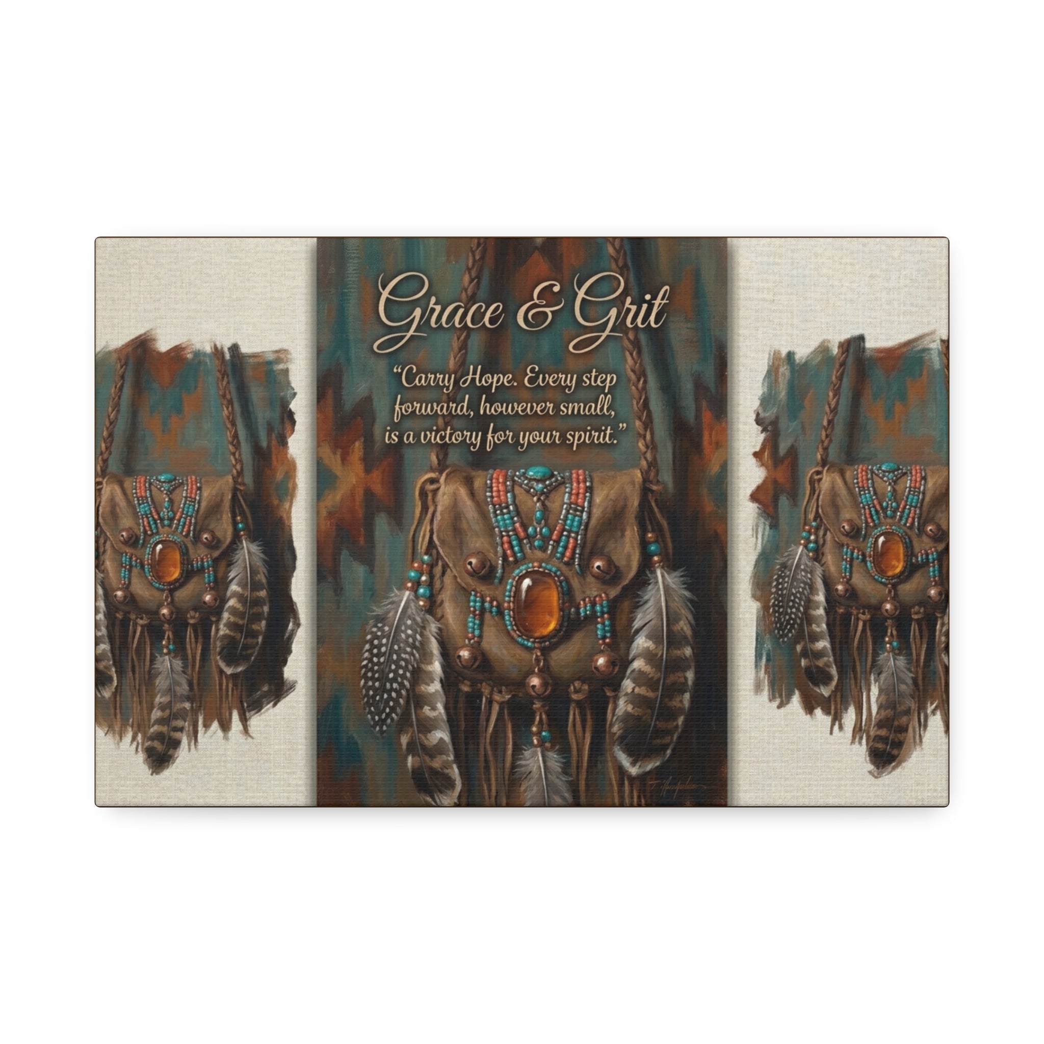 Grace & Grit Canvas Wall Art – Southwestern Dreamcatcher Inspirational Quote