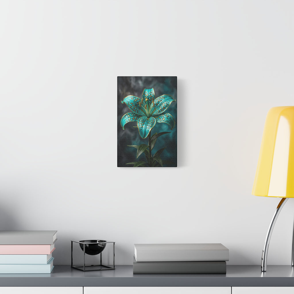 Teal Stargazer Lily Canvas Print — Botanical Wall Art for Living Room & Bedroom