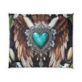 Dreamcatcher Comforter - Teal Heart Wings Boho Bedspread