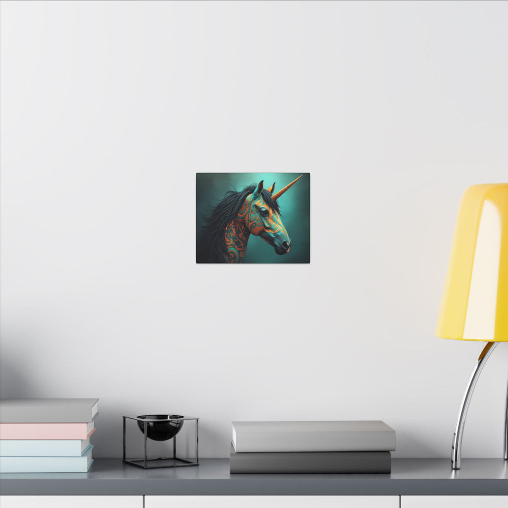Unicorn Canvas Print – Teal & Gold Decorative Wall Art