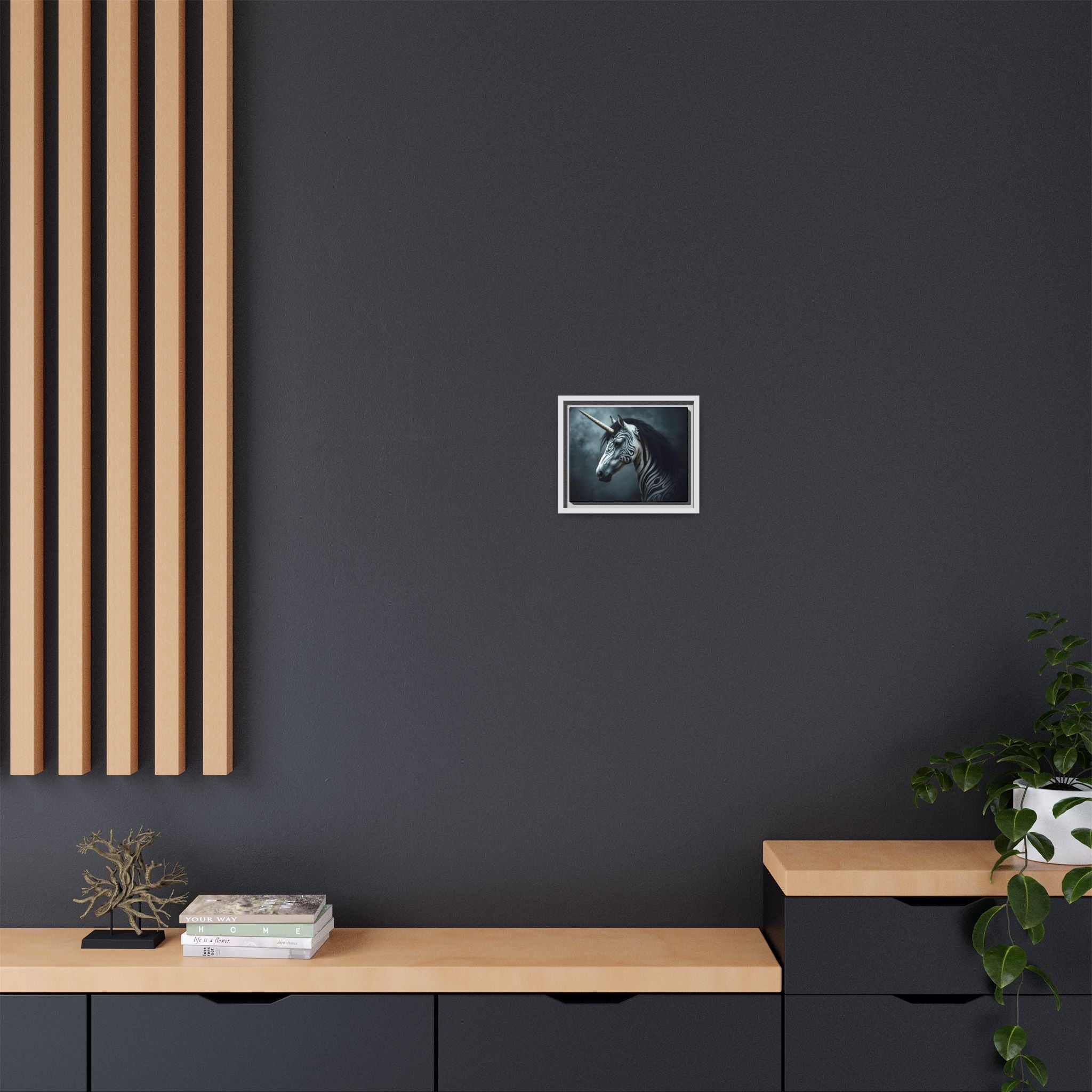 Framed Matte Canvas Print — Mystical Zebra Unicorn Wall Art