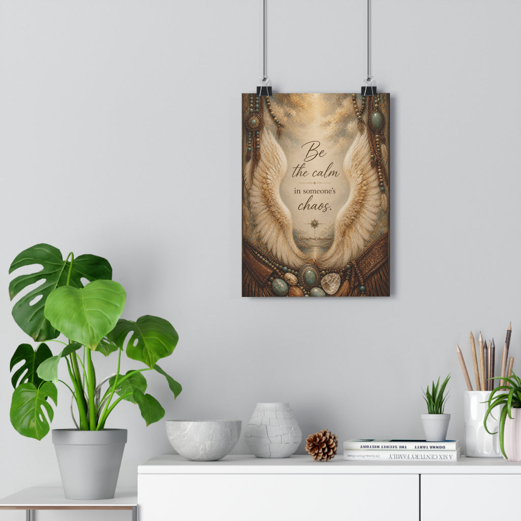 Giclée Art Print — "Be the Calm in Someone’s Chaos" Angel Wings Inspirational Wall Art