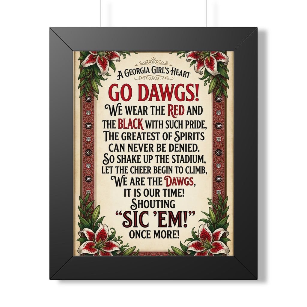 Framed Poster — "Go Dawgs!" Georgia Cheer Vintage-Style Wall Art