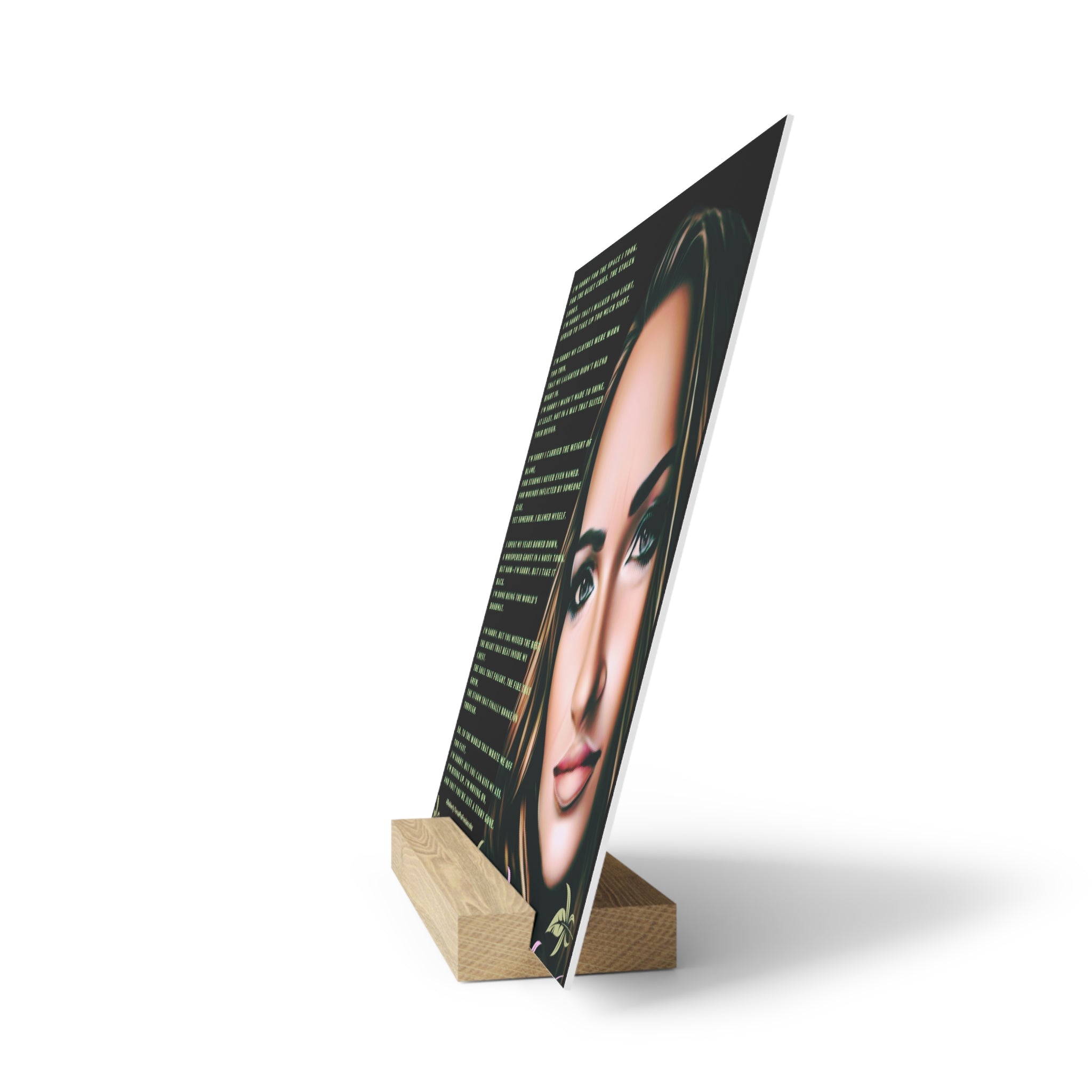 Portrait Poem Gallery Board with Wooden Stand — Inspirational Artwork Plaque