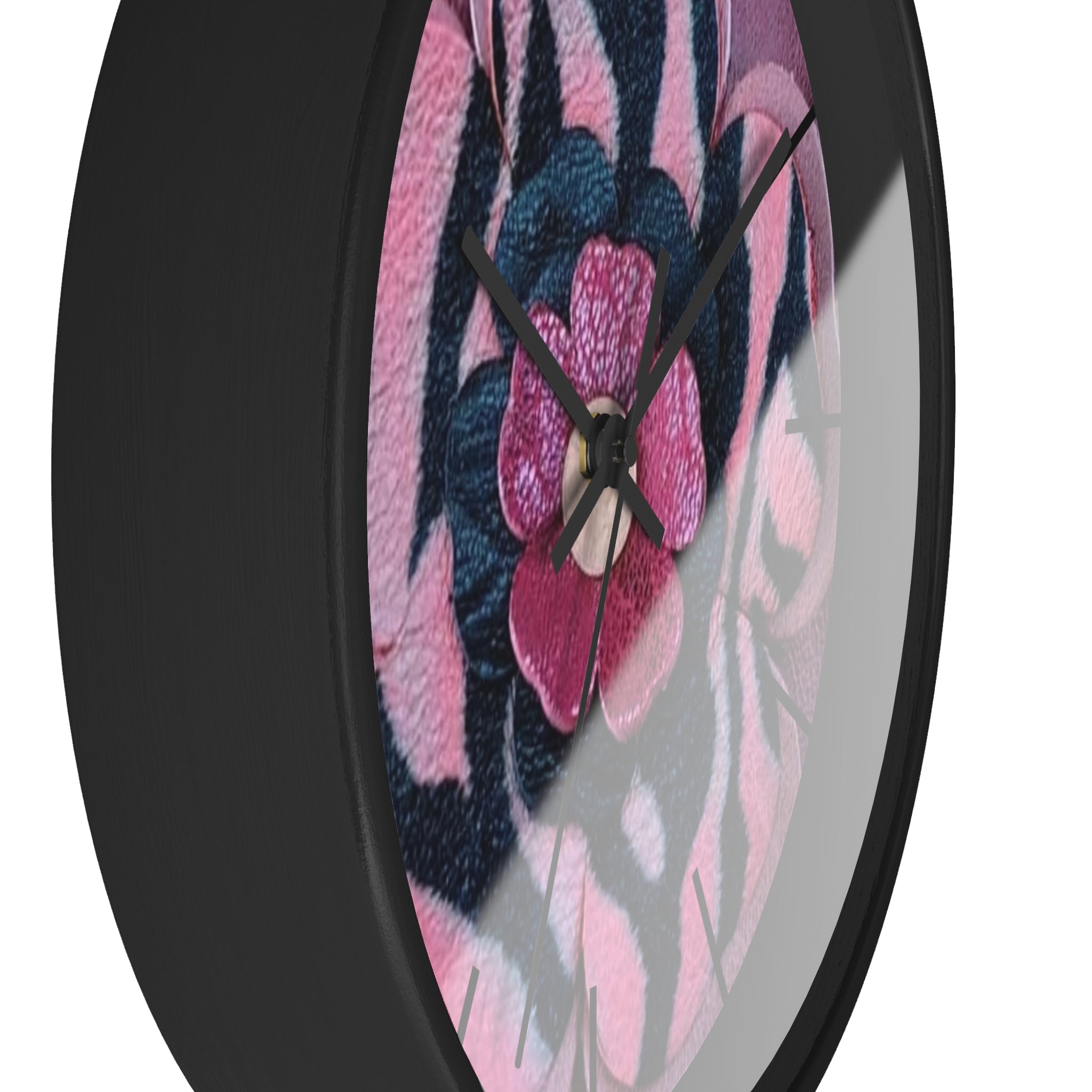 Floral Pink Zebra Wall Clock — Bold Flower Pattern Home Decor