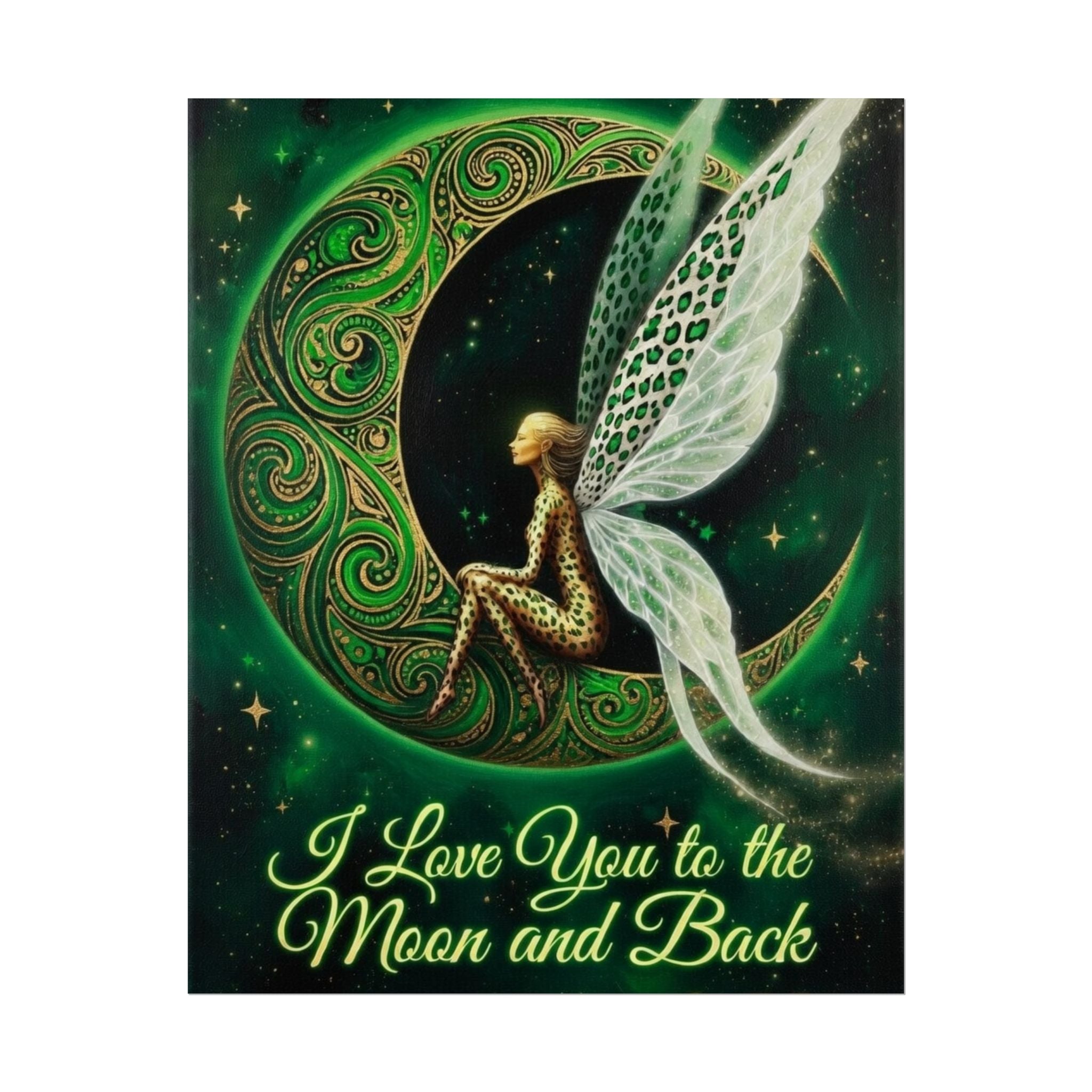 Rolled Poster — Fairy on Crescent Moon “I Love You to the Moon and Back”