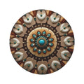Boho Turquoise Mandala Round Rug