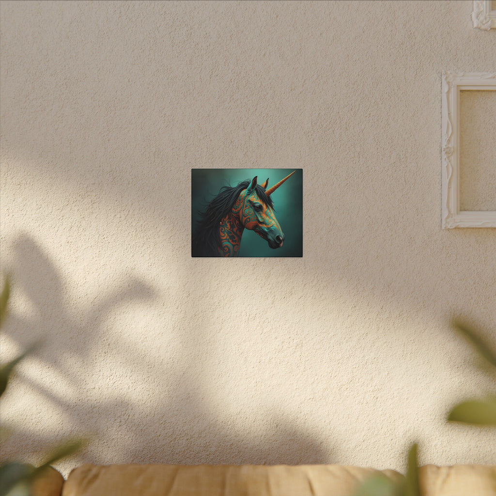 Unicorn Canvas Print – Teal & Gold Decorative Wall Art