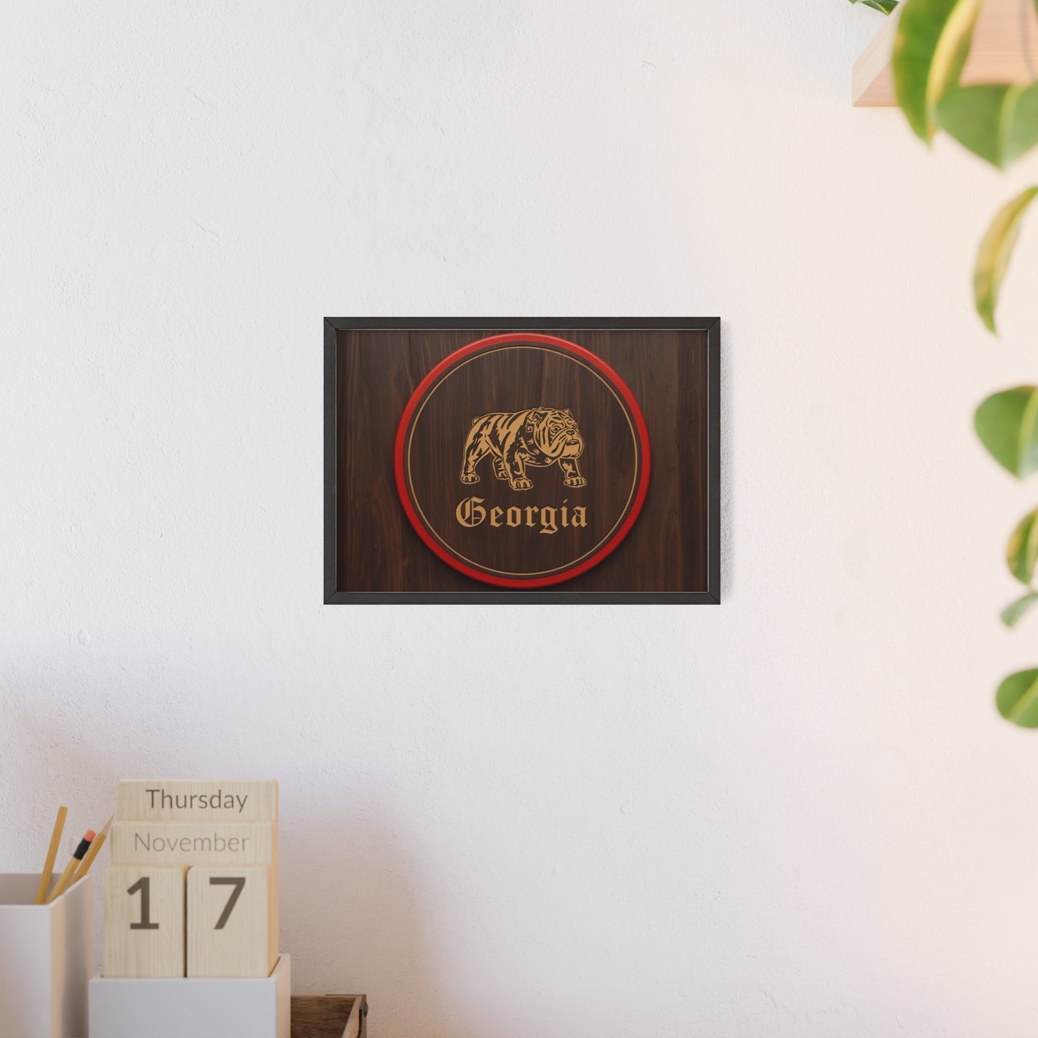 Georgia Bulldog Vintage Wood Poster with Frame