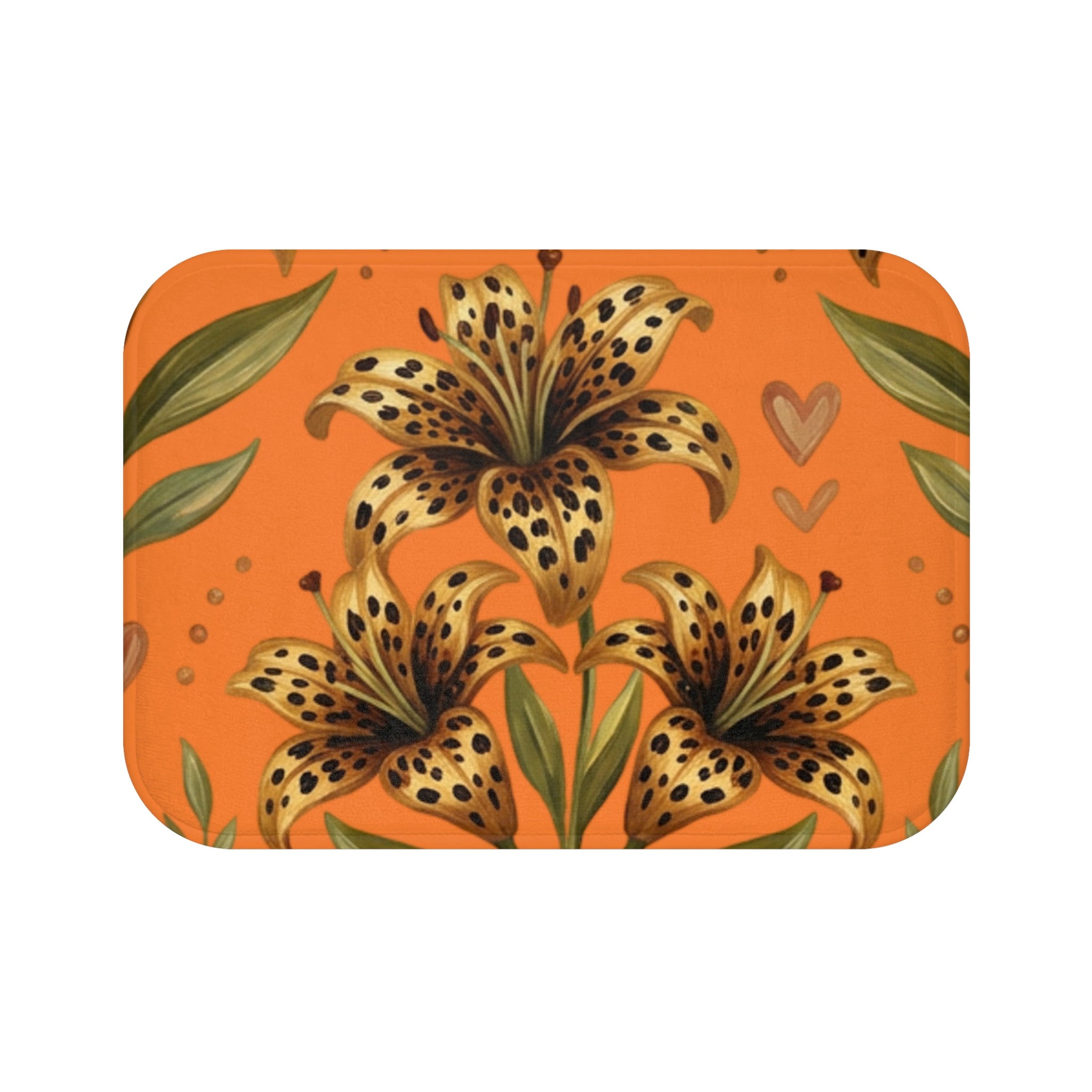 Tiger Lily Bath Mat — Orange Floral Bath Rug