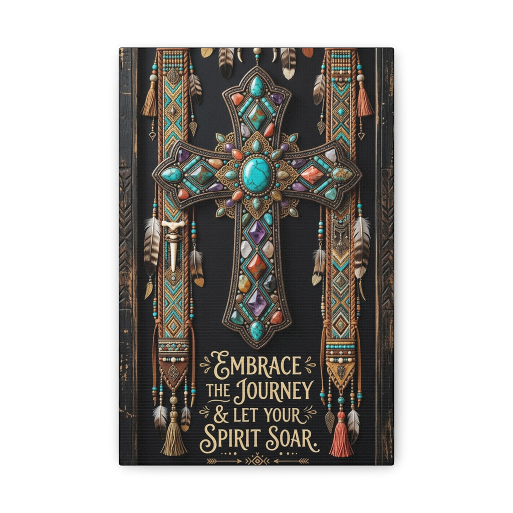 Embrace the Journey Cross Canvas Wall Art — Inspirational Southwestern Decor