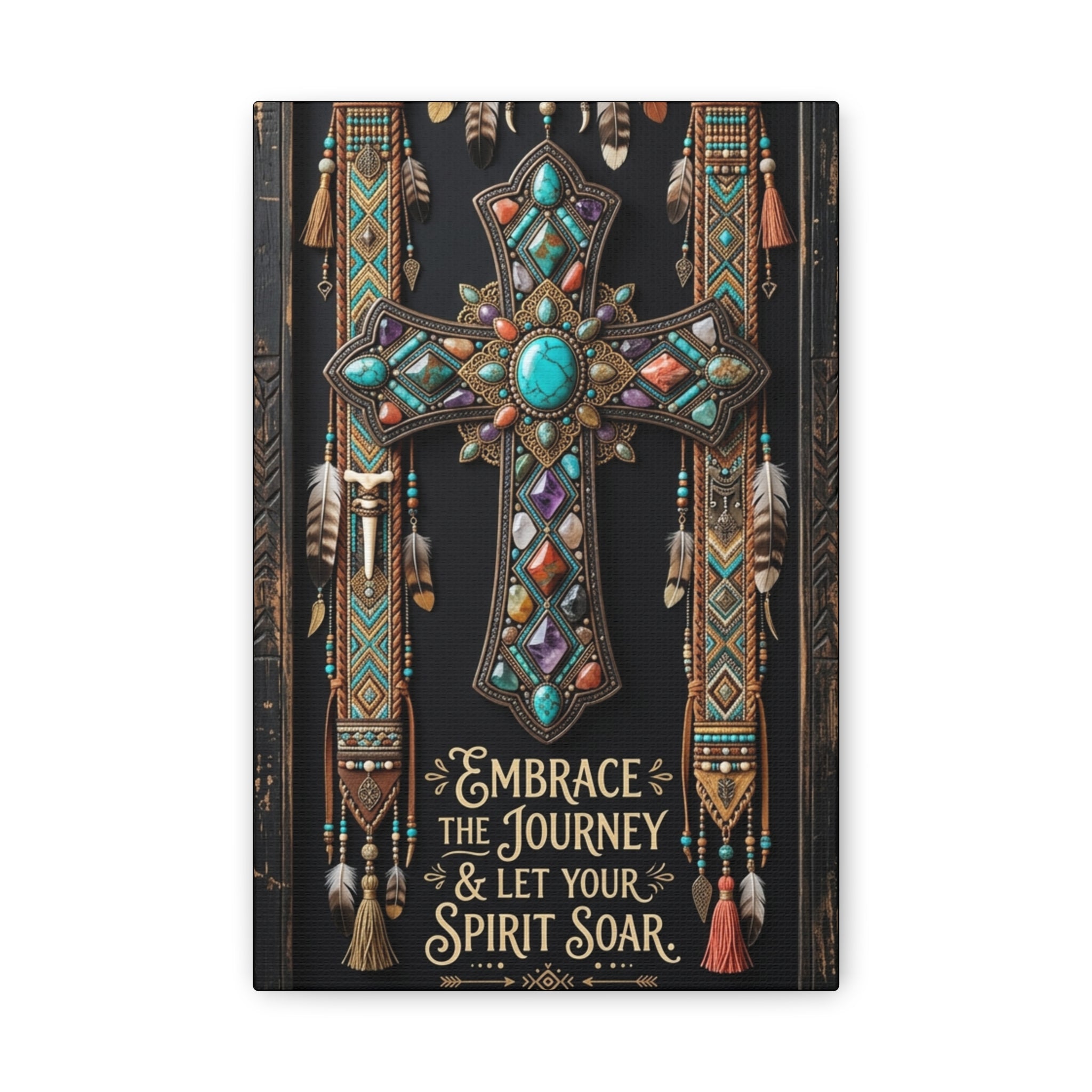 Embrace the Journey Cross Canvas Wall Art — Inspirational Southwestern Decor