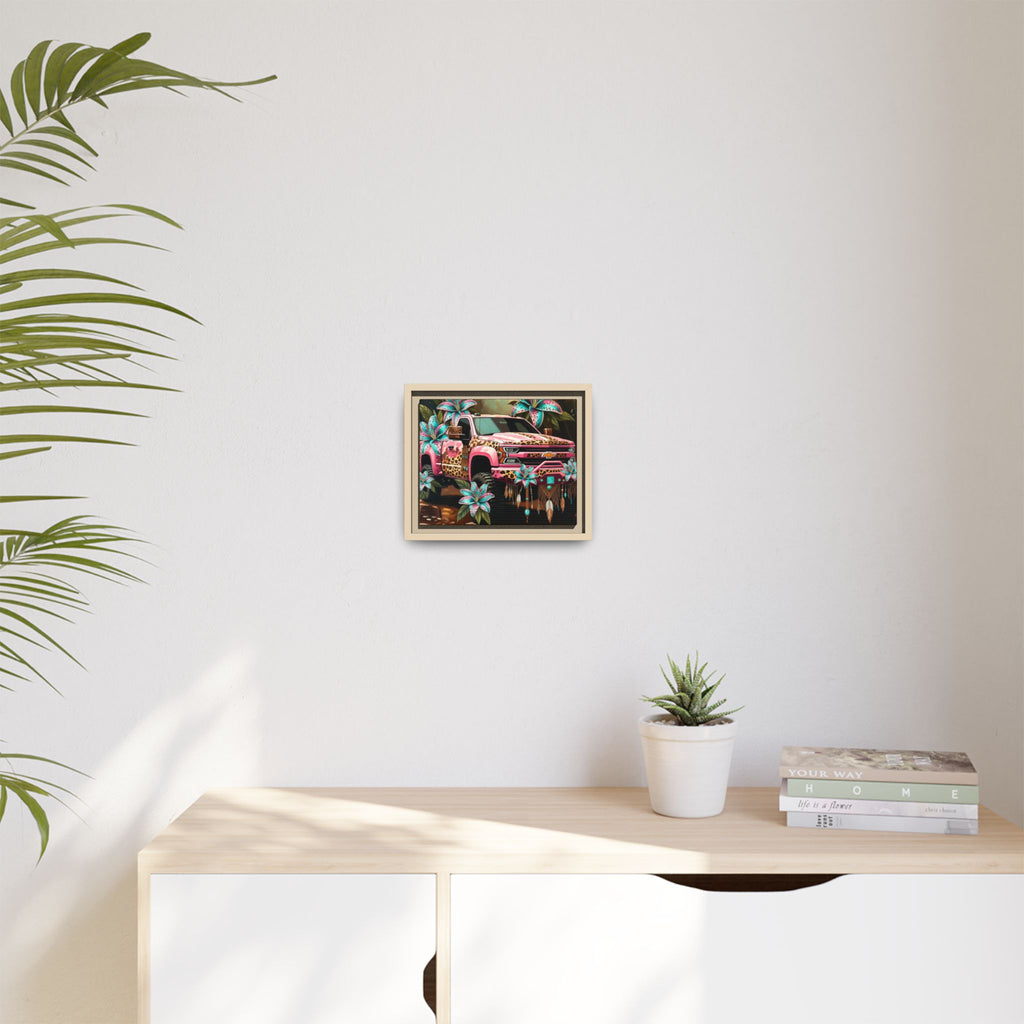 Pink Leopard Truck Canvas Print — Framed Matte Wall Art