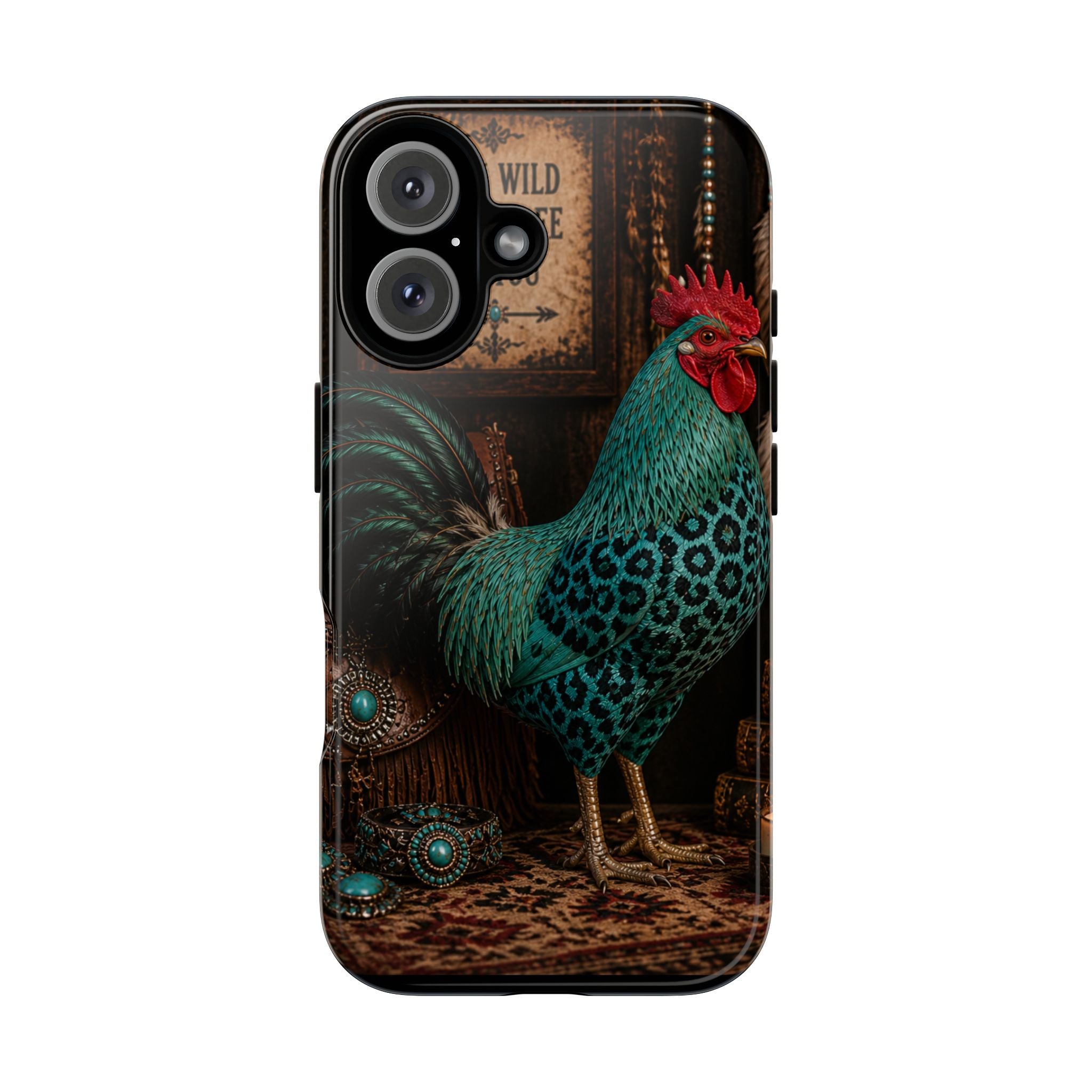 Rooster Phone Case – Vintage Teal Farmhouse Tough Case