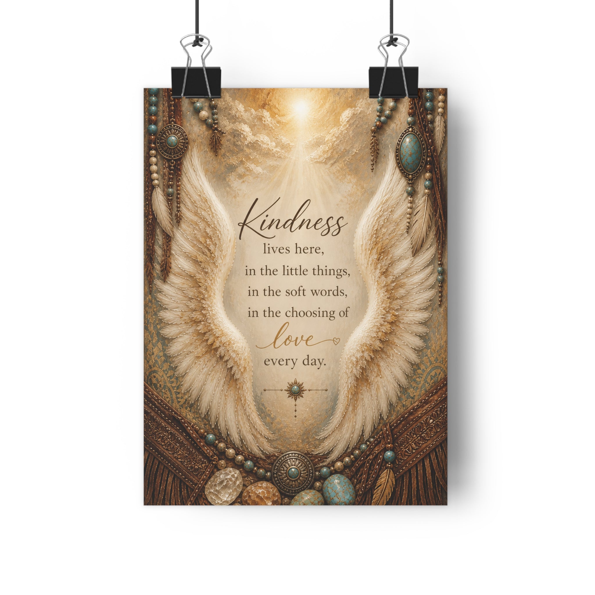Giclée Art Print – 'Kindness Lives Here' Inspirational Angel Wings Wall Art