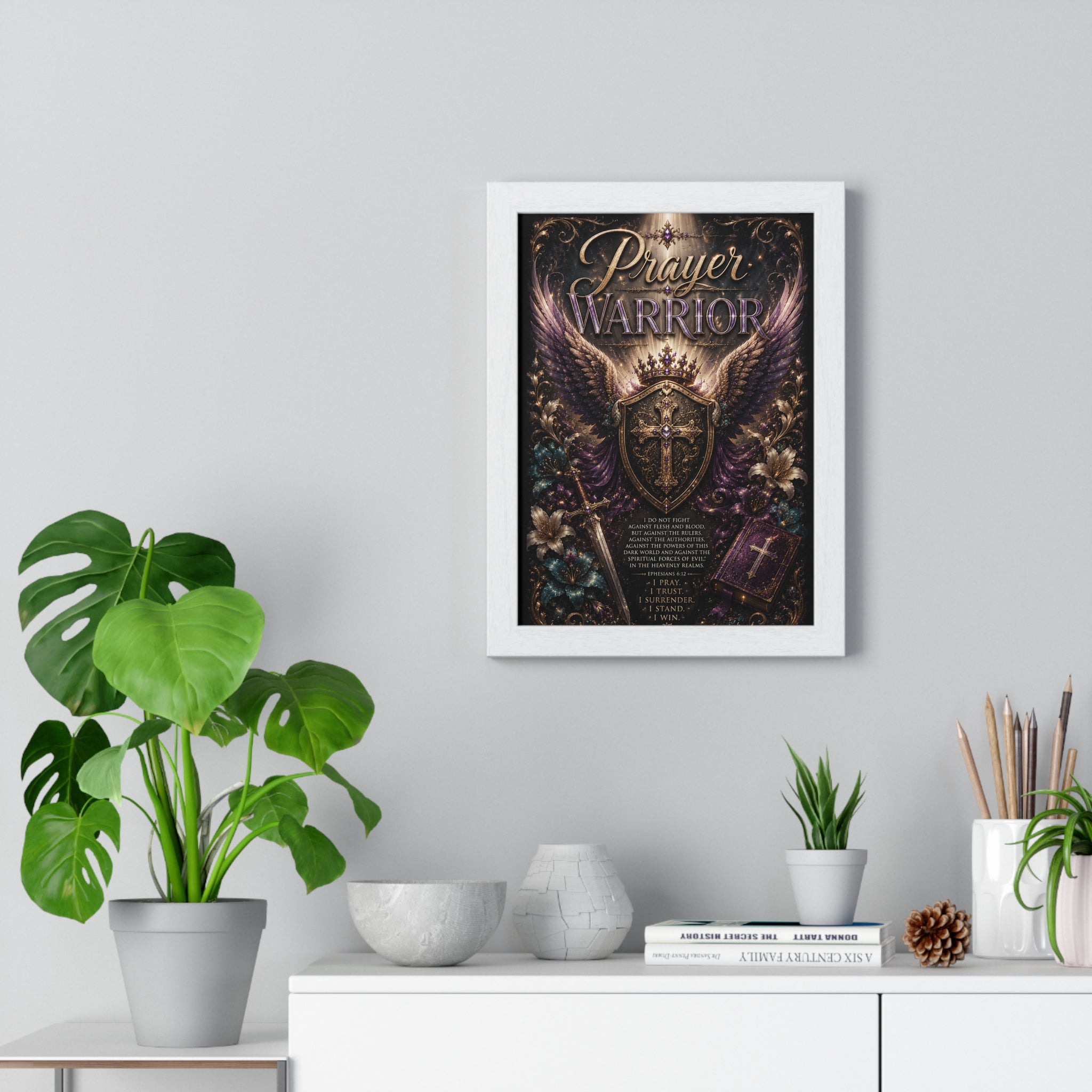 Prayer Warrior Framed Poster — Inspirational Christian Wall Art