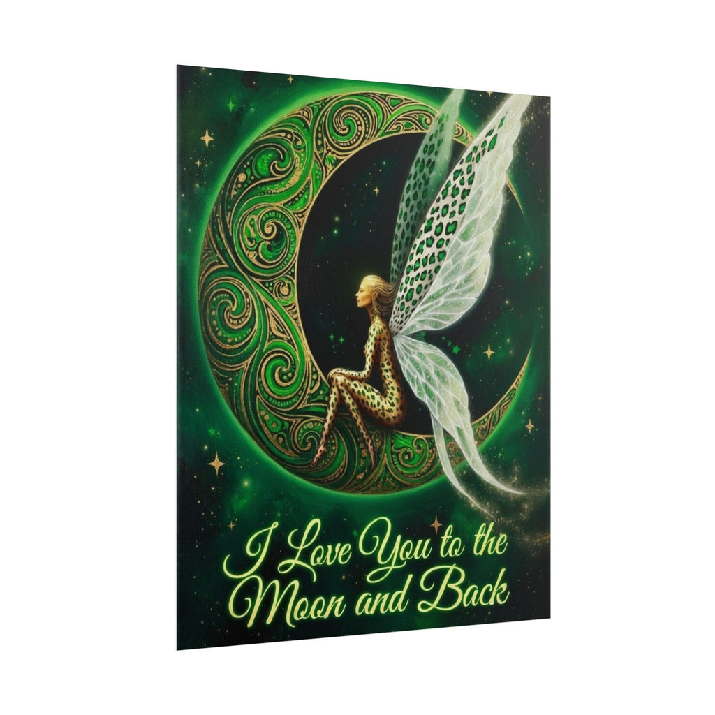 Rolled Poster — Fairy on Crescent Moon “I Love You to the Moon and Back”