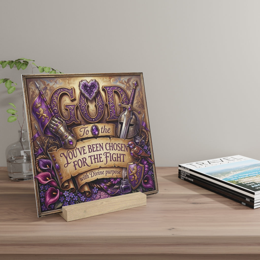 Gallery Board — "God You've Been Chosen for the Fight" Inspirational Faith Plaque with Stand