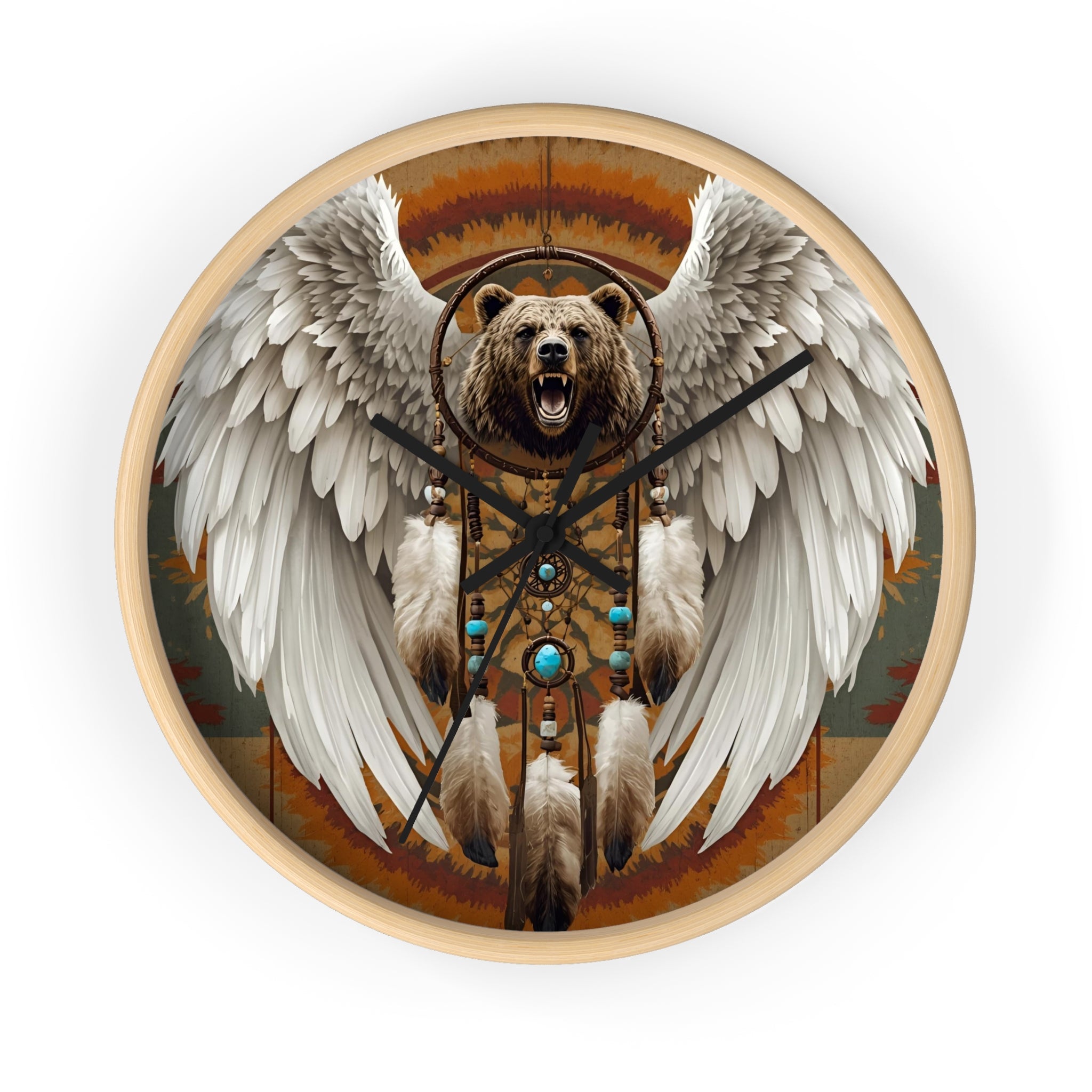 Winged Bear Dreamcatcher Wall Clock