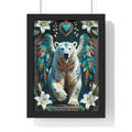 Winged Polar Bear Poster — Whimsical Teal Animal Wall Art Print