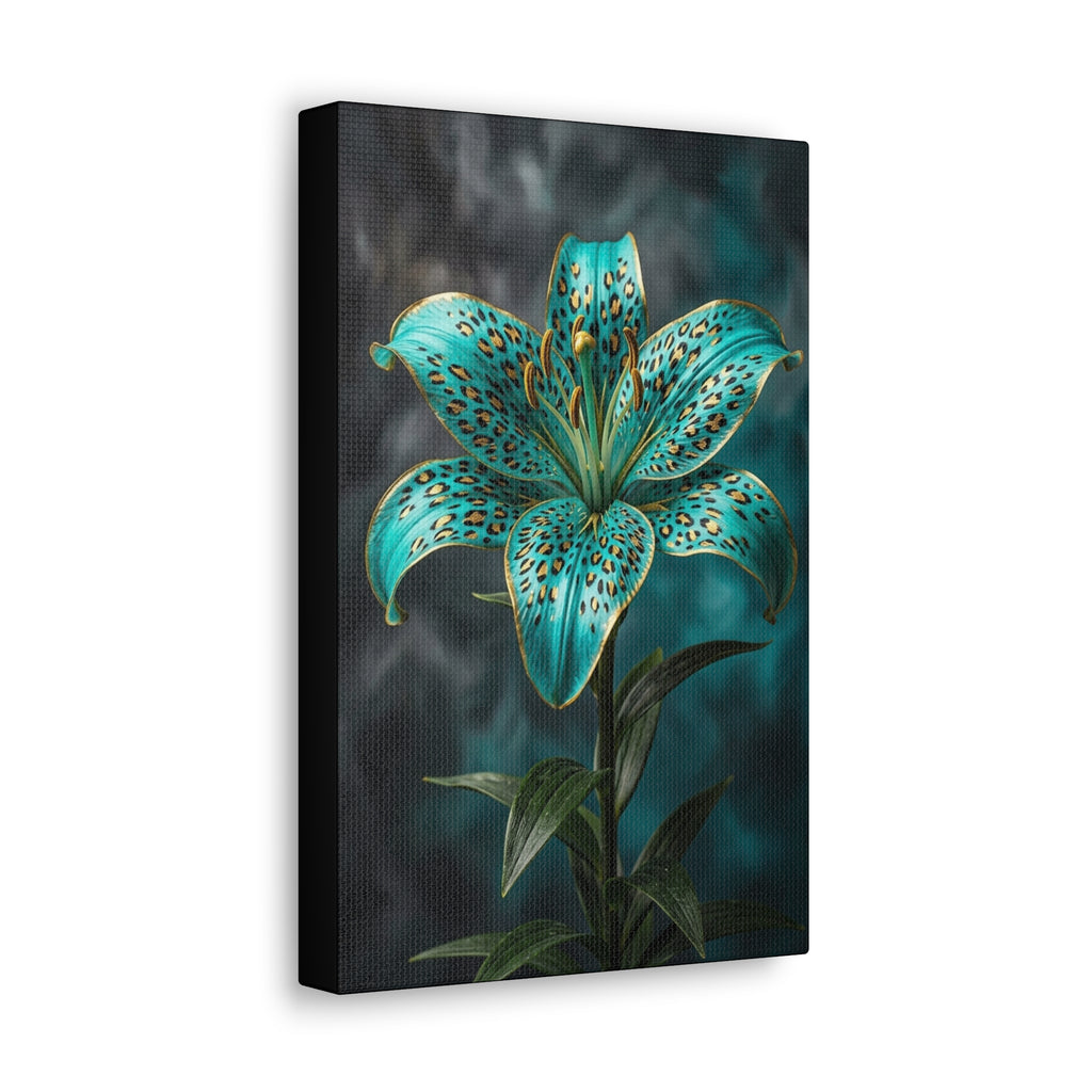 Teal Stargazer Lily Canvas Print — Botanical Wall Art for Living Room & Bedroom