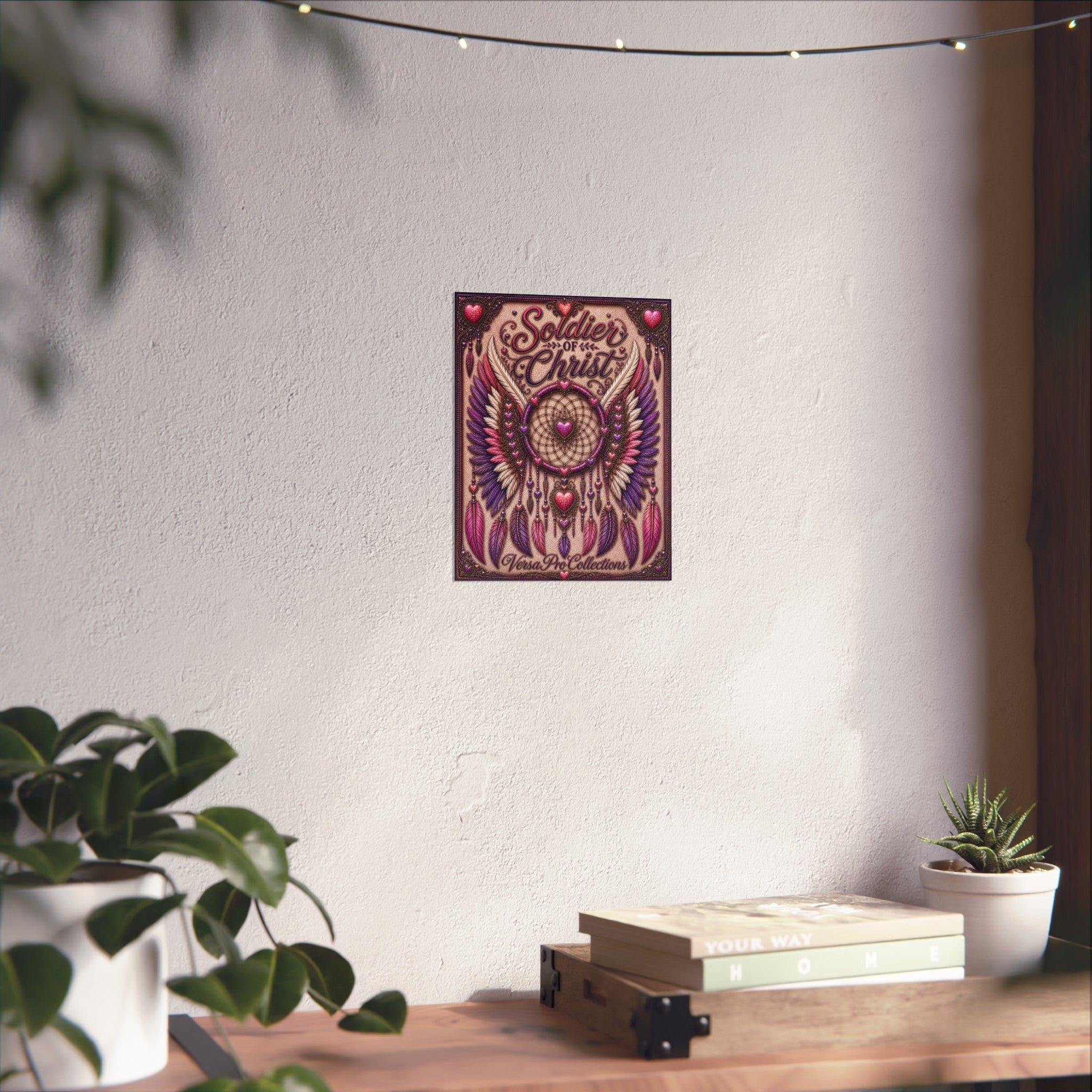 Soldier of Christ Dreamcatcher Fine Art Poster — Religious Wall Art with Wings & Hearts