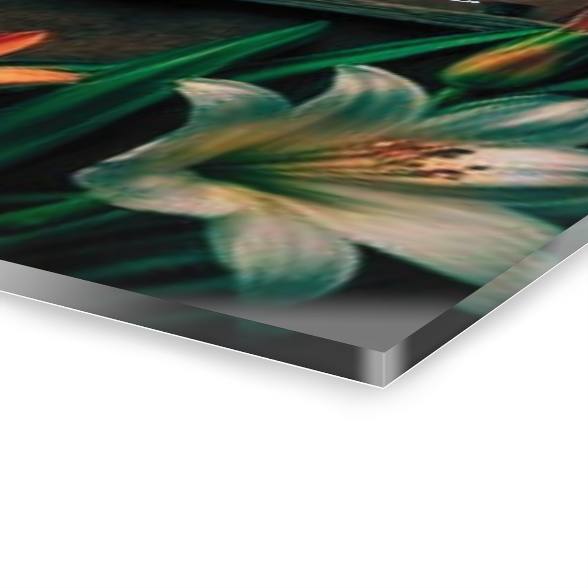 Acrylic Print - Inspirational Poem Wall Art with Lilies & Rustic Beads (French Cleat Hanging)